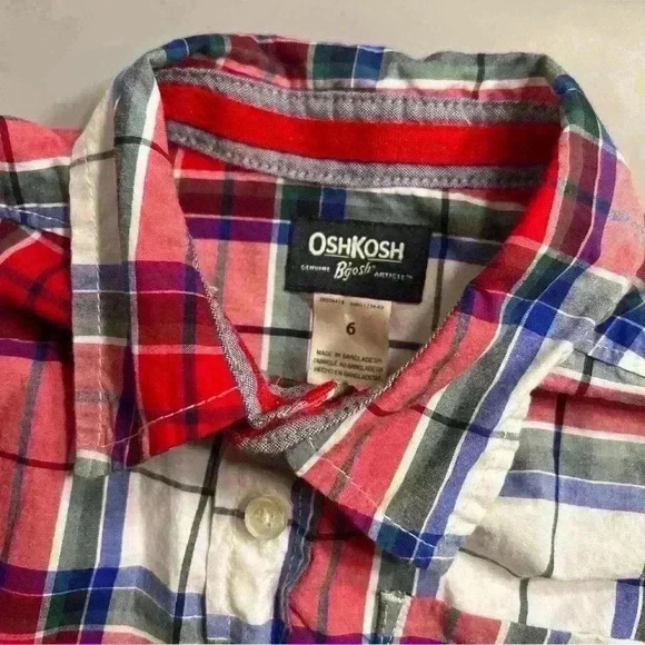 Boy holiday OshKosh B’gosh plaid striped flannel button down no flaws size 6 - Picture 3 of 3
